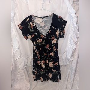 Floral Black Baby Doll Dress From Ardenes